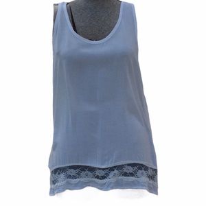 Mudd Flowy Sheer White Tank Top with Lace Trim